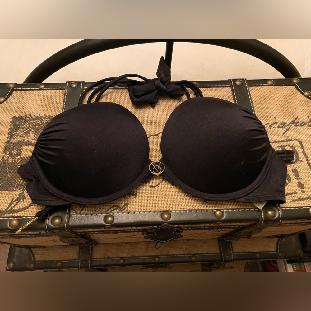 Victoria's Secret Black Padded Halter Bikini Top